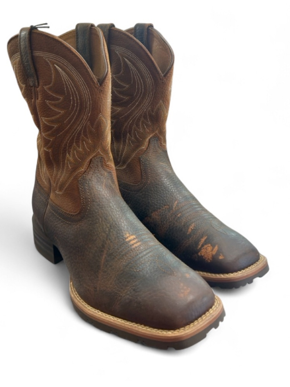 Ariat Hybrid Rancher Western ‘Brown Oiled Rowdy’ Boots Size US Men’s 10 EE (NWT) - Picture 2 of 9